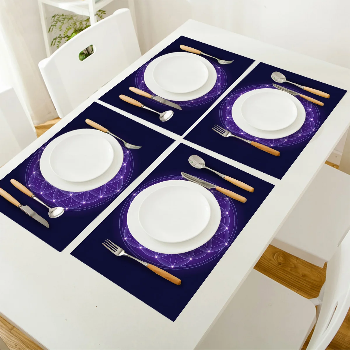 Фиолетовый Коврик для стола с цветочным узором украшение кухни Столовые