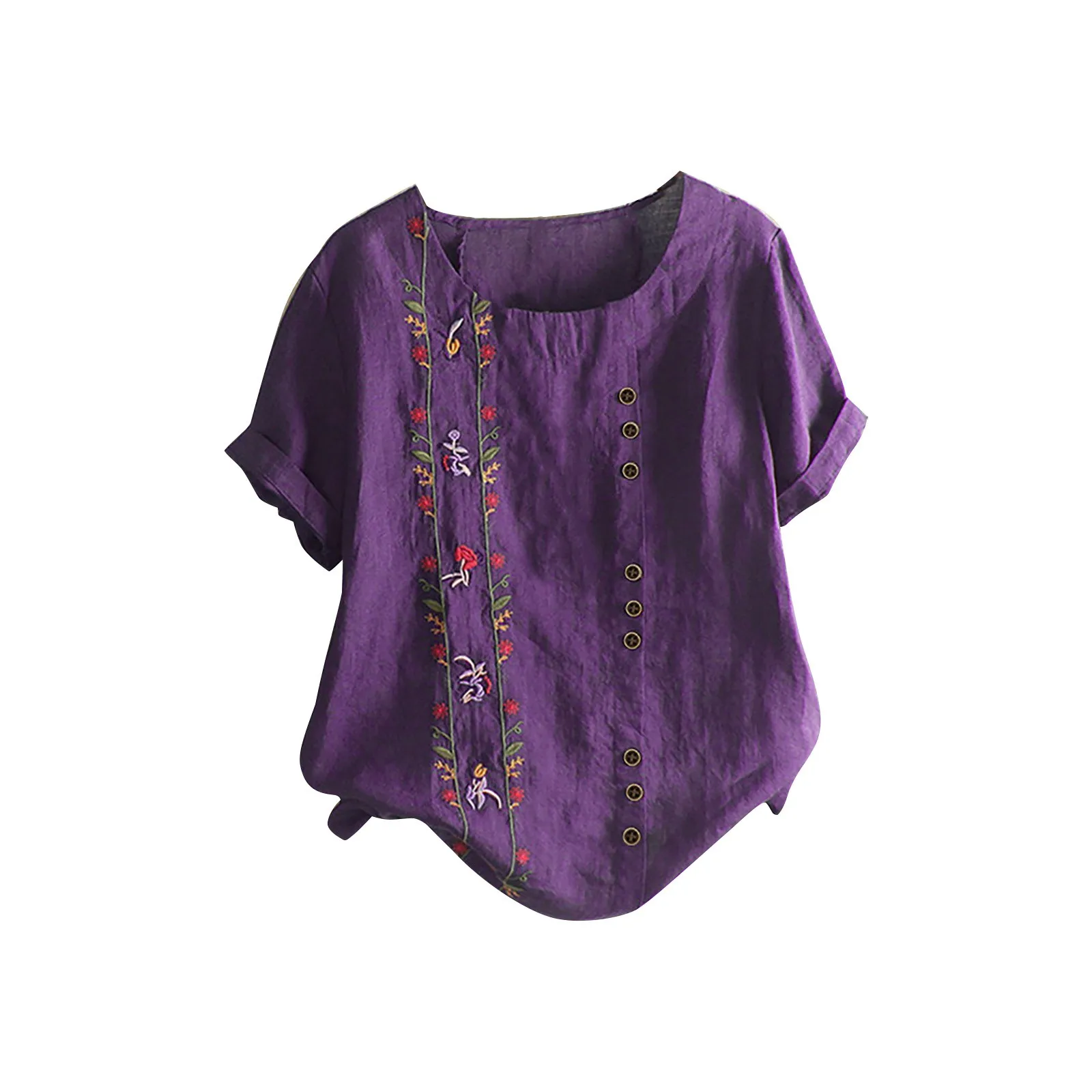 

Women's T-shirt Cotton Linen Summer Flower Print T-shirt Casual Plus Size T-shirt Harajuku Streetwear Short Sleeve O-Neck Tops