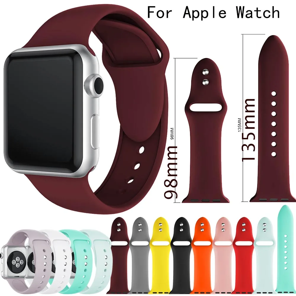 42 мм 38 спортивный силиконовый ремешок для часов apple Watch Series 1/2/3 наручных iwatch 4 40 44