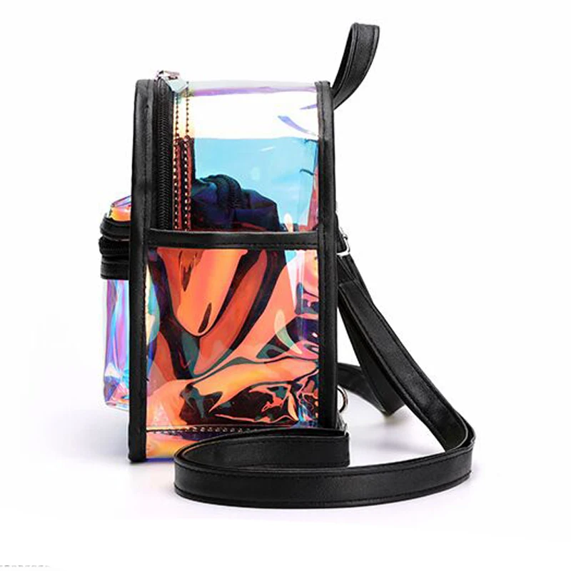 

2019 Summer Hologram Transparent Rainbow PVC Iridescent Holographic Backpack Woman Casual Bag