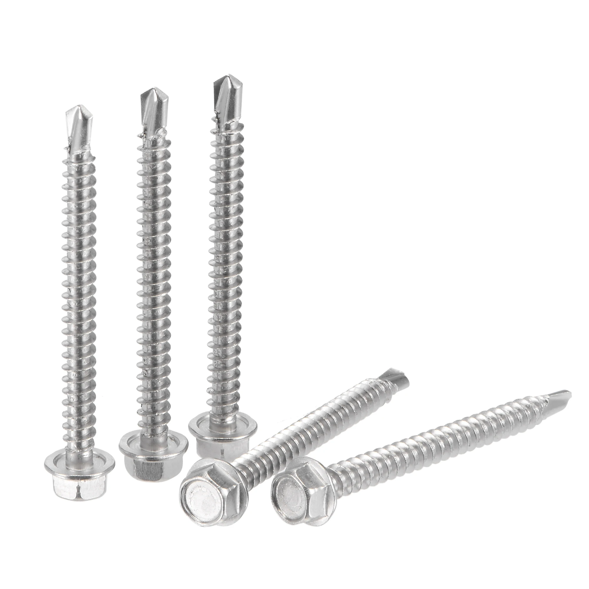 

Uxcell Hex Washer Head Self Drilling Screws, #8 x 45mm 410 Stainless Steel Self Tapping Sheet Metal Screw 50pcs