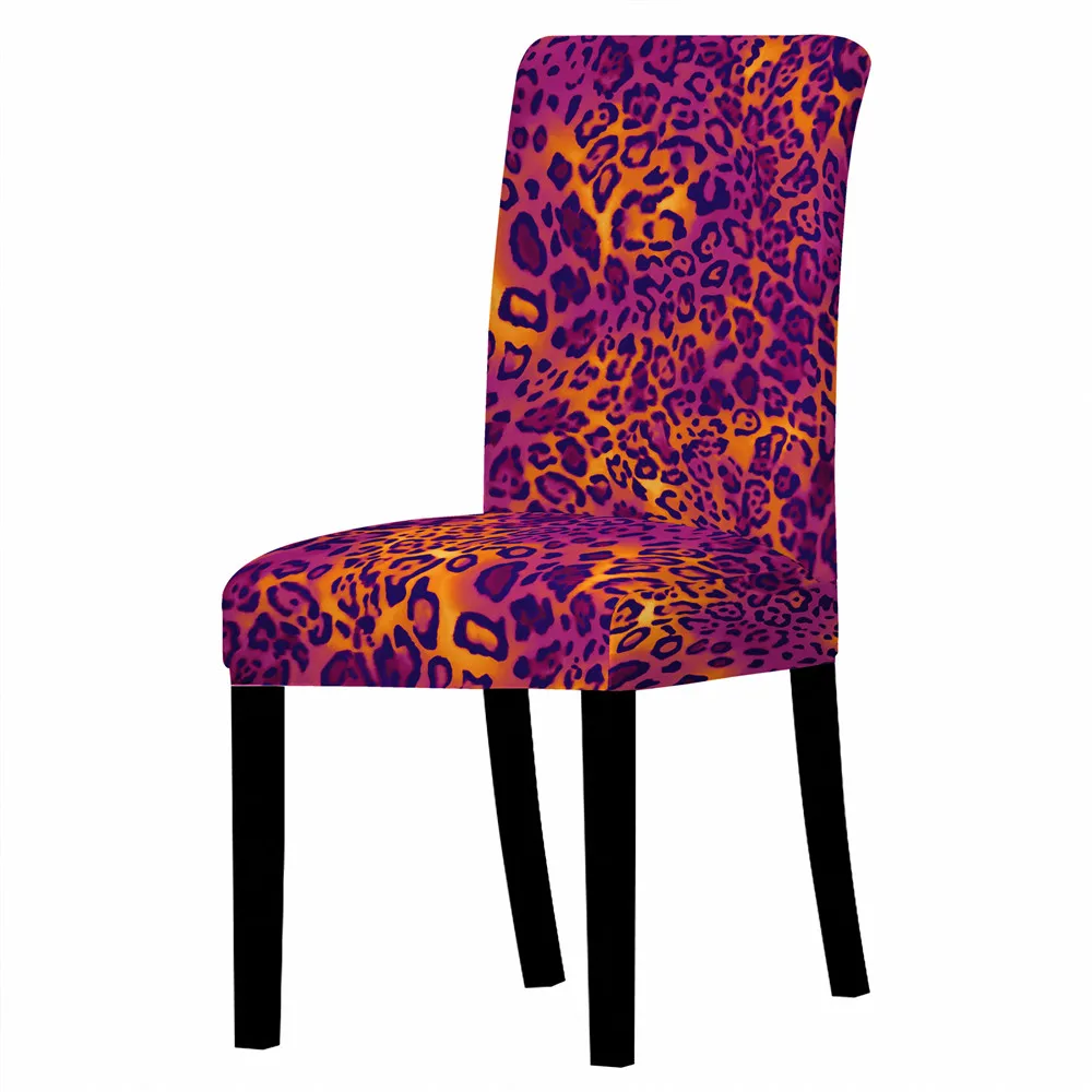 

Leopard Elastic Chair Cover Stretch Chair Covers For Restaurant Banquet Dining Room Furniture Protector Decorations