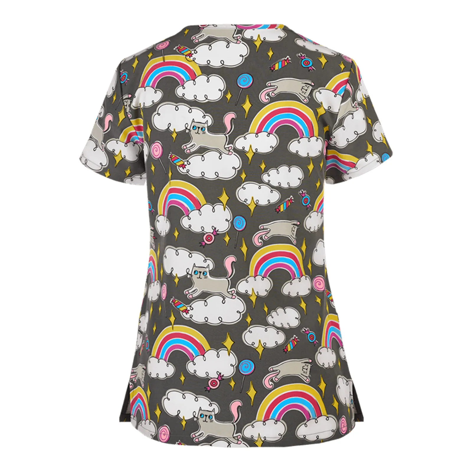 

*AA05 Women V-neck Nursing Tops Tops T Shirt Casual Short Sleeve Women Cartoon Animal Working Uniforms Nurse