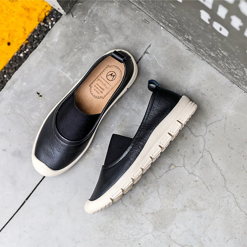 2020 женская и весенняя обувь ленивая кожаная плоская повседневная мягкое дышащее