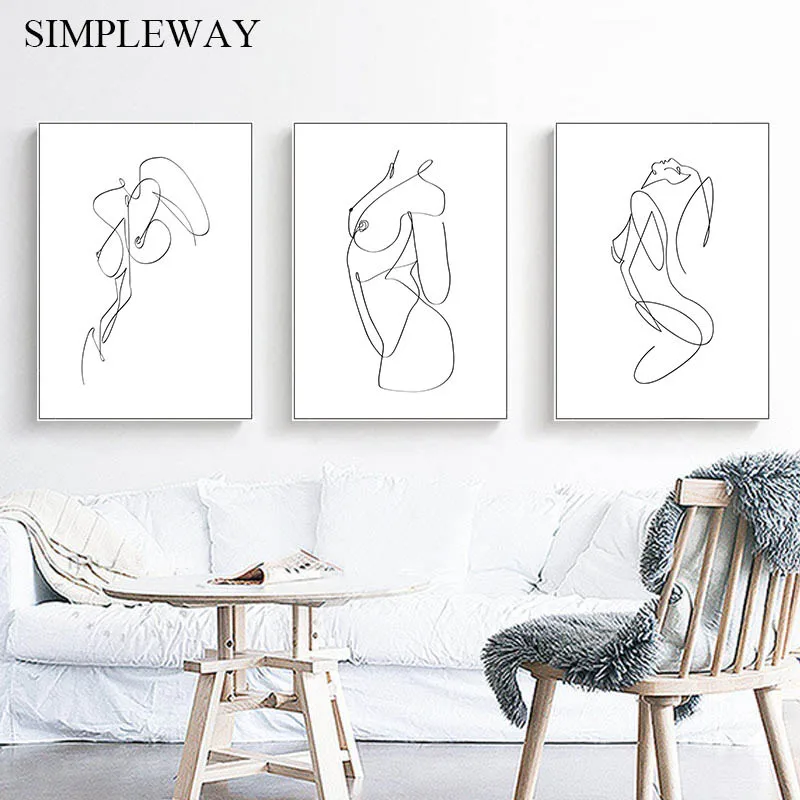 Плакат на холсте с изображением женщины абстрактный Рисунок в минималистском