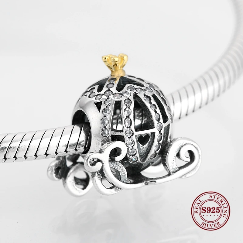 

DoDoFly Romantic Fairy 925 Sterling Silver Princess Luxury Pumpkin Car Charms Beads Fit Original Charm Bracelet Jewelry Making