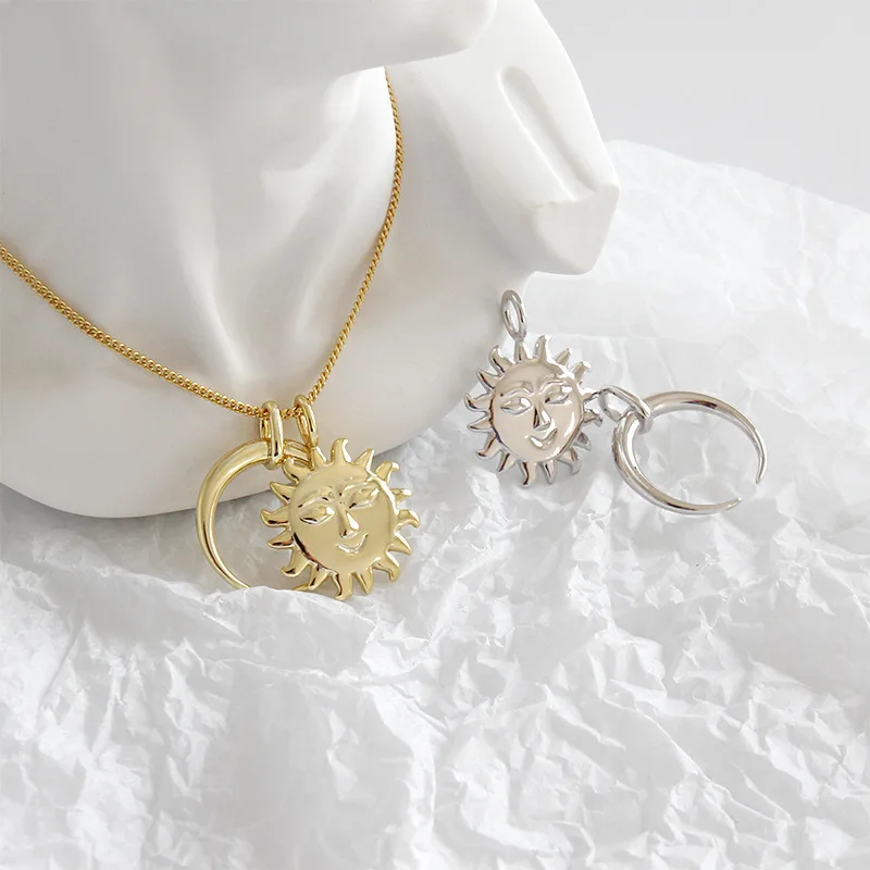 EDS 925 Sterling Silver Women Pendant Necklace Long Sweater Chain Gold Fine Jewelry |