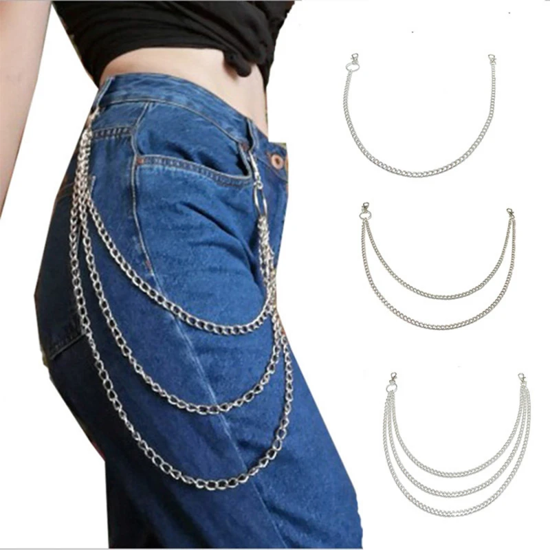 Punk Rock Metal Pants Waist Chain Men Women Key Chain Big Ring Wallet Keychain Jeans Unisex Hip-hop Jewelry Gift