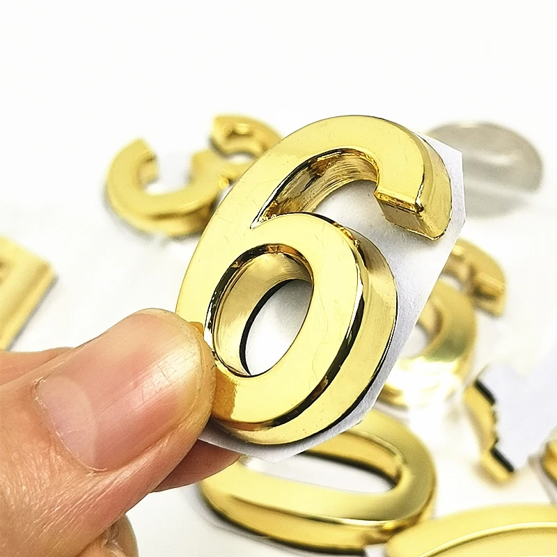 House Number Door Sticker Customize Apartment Hotel Address Room Door Plate Number 3.5CM ABS Plastic Modern Gold 0 to 9 Digits gate number custom made apartment villa door plate house number classic style door sign plates any letters symbols hotel