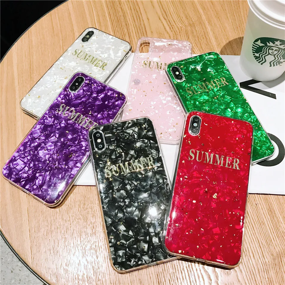 Summer Gold shell style soft cellphone fundas cover for iPhone 8 plus phone cases For Apple X XR XS MAX 7 6 6s |
