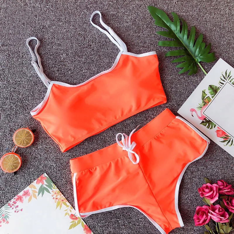 Женский комплект для плавания из двух предметов топ шорты пуш ап высокая талия