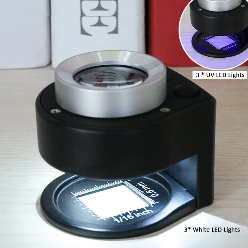 

30X 26 мм масштабная Лупа 6 светодиодный 30X оптический Стекло Объектив увеличительное Стекло металлический белье тестер счетчик ниток Лупа УФ-...