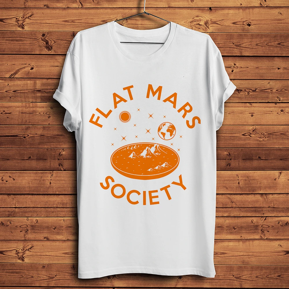 Вселенная плоский mars общества забавная Футболка мужская новая белая