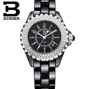 Новые роскошные брендовые наручные часы Binger Швейцария пространство керамические кварцевые женские часы водостойкие женские часы