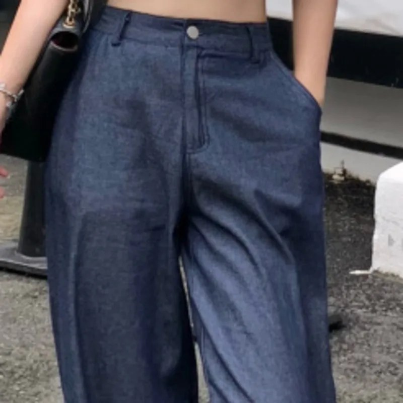 

Sexy Slash Neck Bubble Sleeve Shirt Top Women 2021 Summer + Straight Wide Leg Pants Denim Pants Suit Females Sweet Two Piece Set