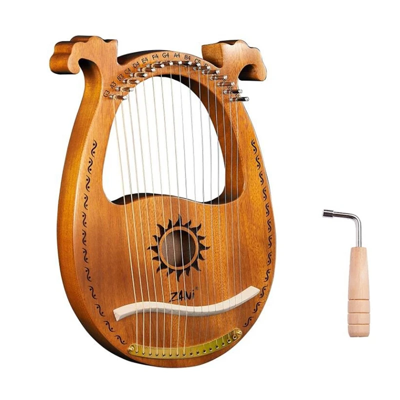 ZANi Lyre Harp 16 струнная деревянная уникальные узоры резные телефонные символы для