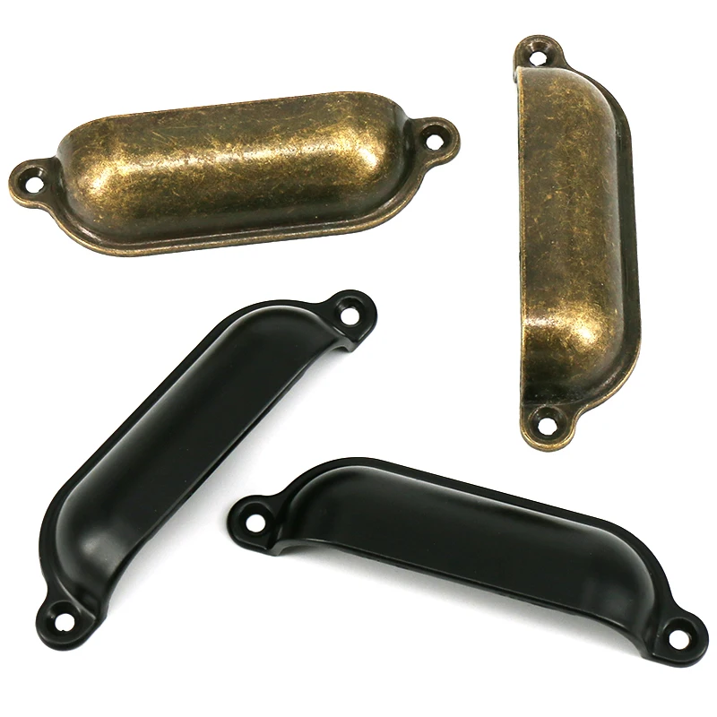 

2Pcs 101mm*27mm Bin Drawer Pull Dresser Knobs Shell Cup Kitchen Cabinet Handles Cupboard Pull Bronze/Black