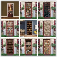 3d vinyl bookcase door sticker wallpaper for bedroom study decoration adhesive diy library poster home design wall decor murals