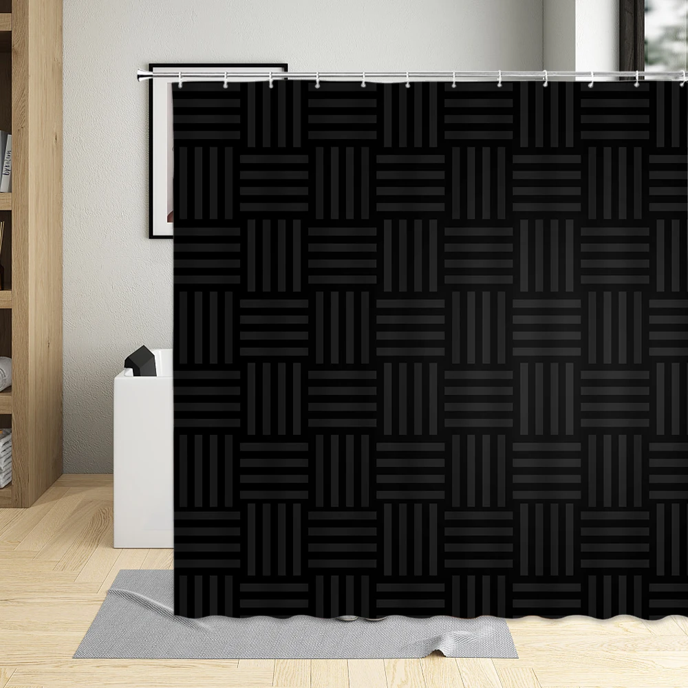 

White Black Simplicity Shower Curtain Geometry Graphics Stripe Dots Solid Color Decor Bathroom Bathtub Machine Washable Fabric