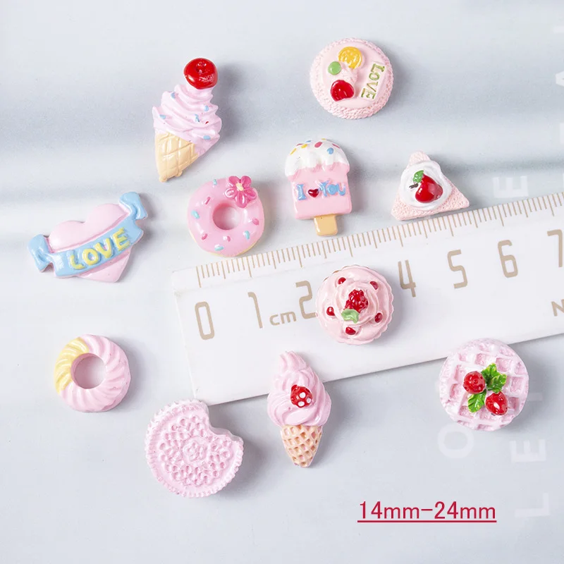 20 50pcs simulated resin mix ice cream cone donuts bread scrapbook diy craft kids accessories phone shell patches arts food toys free global shipping