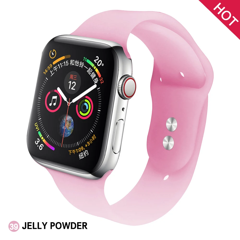 Спортивный мягкий силиконовый сменный ремешок 38 мм от mu sen для Apple Watch версии 1, 2, ремешок 42 мм на запястье, ремешок для iWatch Sport - Цвет ремешка: Jelly powcer