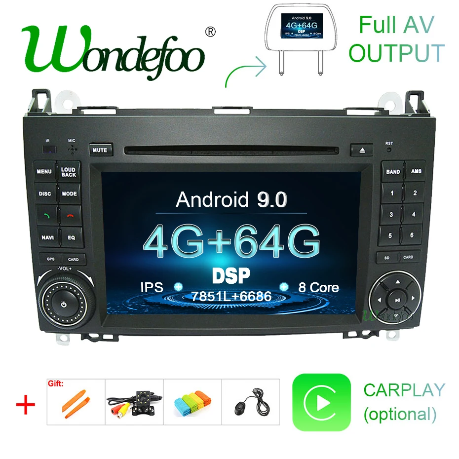 DSP Android 9,0 64G ips 2 Дина DVD для Бенц Спринтер B200 W209 W169 W169 W245 B170 Вито W639 виано LT3G A180 A160 W906