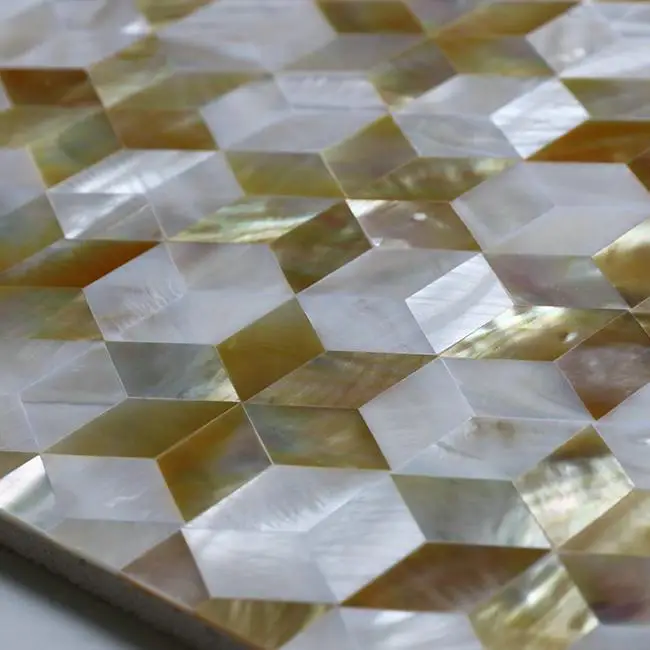 

11 PCS 8mm Thickness Seamless Diamond White Yellow Lip Mother Of Pearl Shell Tile Kitchen Bathroom Wall Mosaic MOPN010