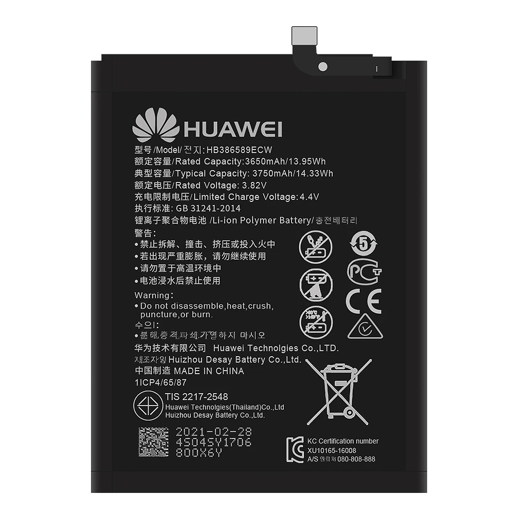 Оригинальный аккумулятор для телефона Huawei HB386589ECW P10 Plus Honor 8X View 10 V10 Mate 20 Lite Nova 3