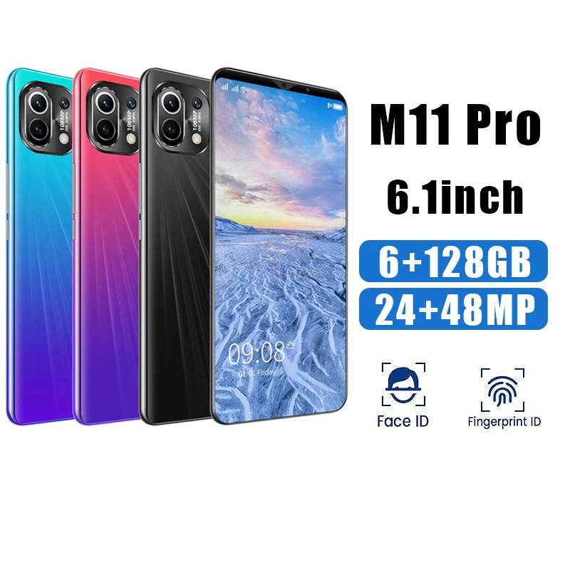 

Global Version M11 Pro 6.1 Inch 8+128G 24+48MP Smartphone 5G MTK6889 8 Core Android10 5000MAH Face Finger ID Dual SIM + Micro SD