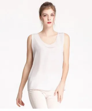 Женский жилет из крепдешина 2021 шелка с круглым вырезом на подтяжках тутового