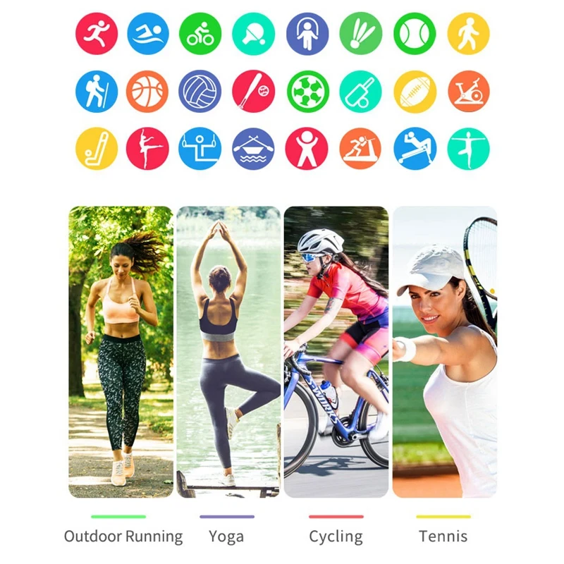 

Fashion Smart Watch Women Heart Rate Blood Pressure Monitor Pedometer Fitness Tracker Music Control Full Touch