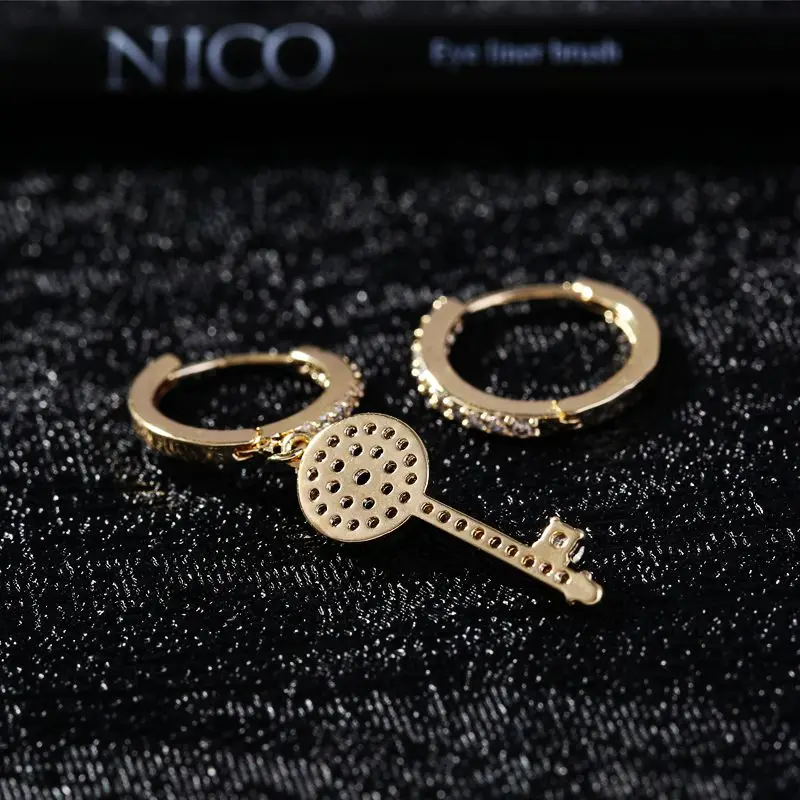 MIGGA ассиметричные Evil Eye Key золотистые серьги-подвески цвет микро украшенное кубическими камнями циркониевые серьги для женщин