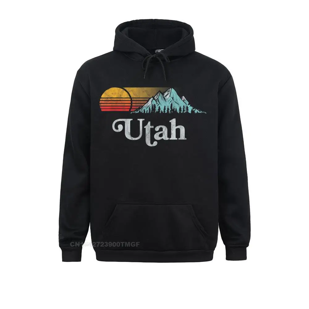 Brand Youth Sweatshirts Utah Vintage Mountain Sunset Eighties Retro Graphic T-Shirt Normal Hoodies Sportswears Long Sleeve