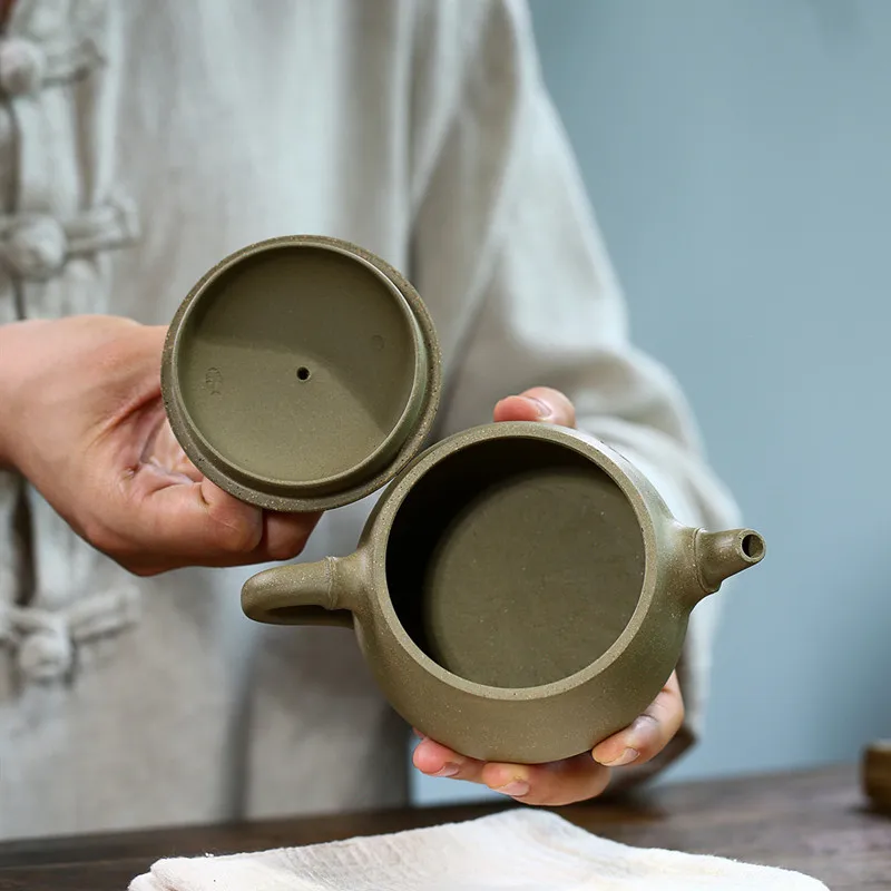 

240ml Yixing Purple Clay Teapots Handmade Bamboo Leaves Pattern Tea Pot Raw ore Zisha Teaware Kettle Chinese Tea Ceremony Gifts