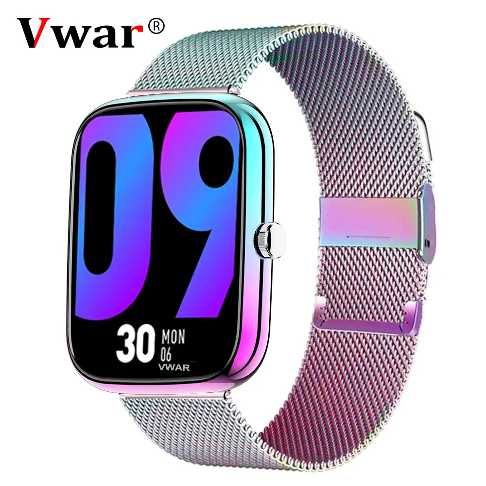 

Vwar, 1,7 дюйма, умные часы для мужчин, монитор сердечного ритма, IP68, водонепроницаемые, для женщин, умные часы, пульсометр, фитнес-трекер для Android...
