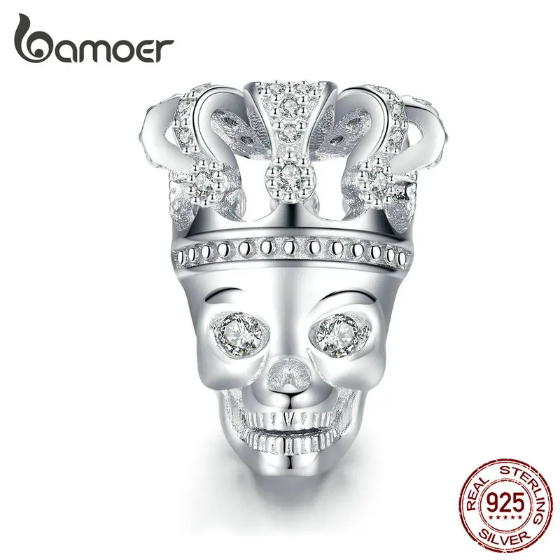 Bamoer 925 пробы Серебряный Джокер Череп Призрак бусины Шарм Подходит серебряный браслет на Хэллоуин фестиваль коллекция