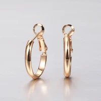 new trendy 3mm hoops earrings for women girl 585 rose gold geometric round circle elegant stud earring wedding jewelry ge356