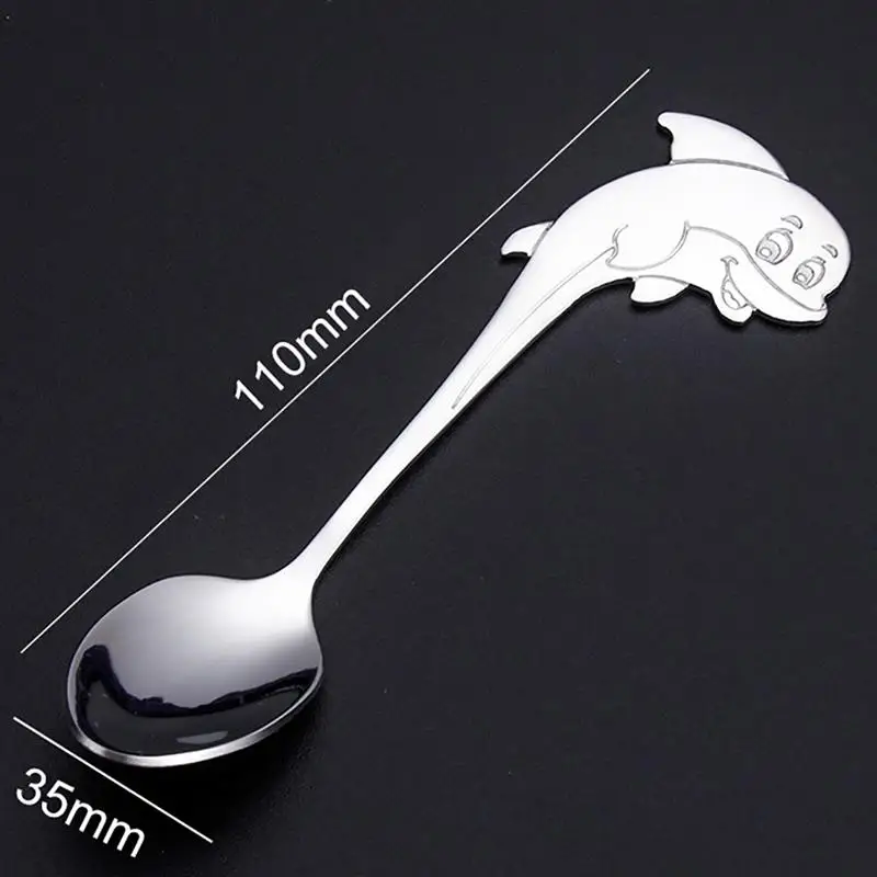 

5PCS Cute Stainless Steel Coffee Spoon Fashion Creative Hanging Dolphin Design Espresso Spoon Dessert Spoon Coffeeware