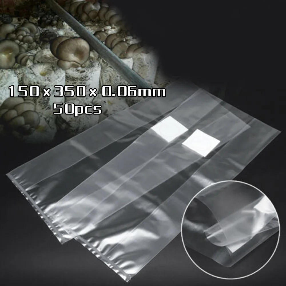 

50Pcs Clear Grow Bag Planter Mushroom Spawn Growing Bag 15*35cm High Temperature Resistance Garden Supplies
