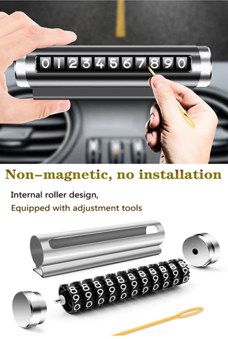 

Auto parts metal car temporary parking card rotary telephone number plate aluminum paste parking lot all mobile phones