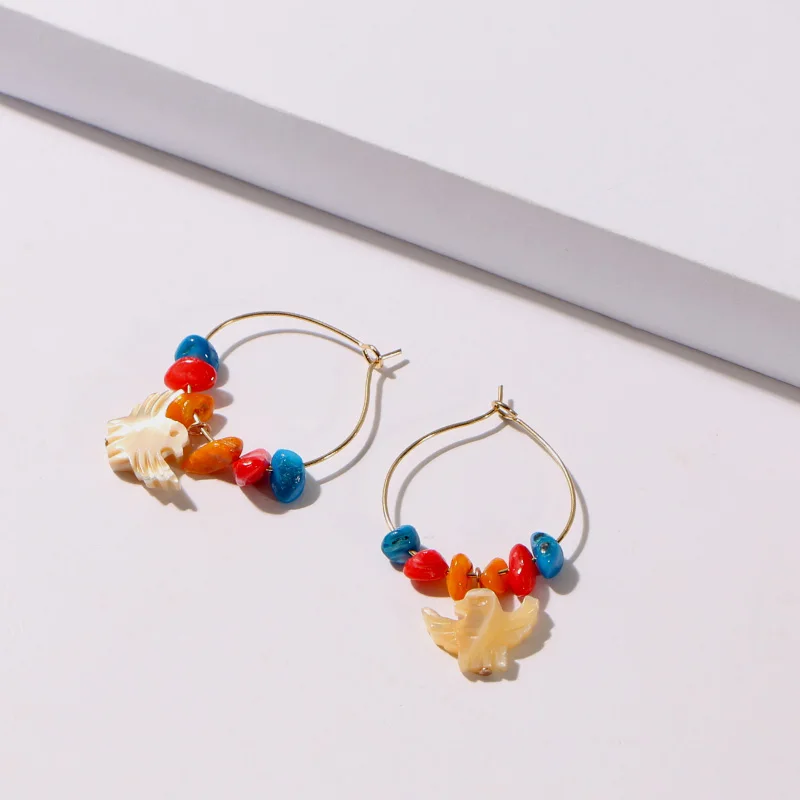 E50106 20 видов конструкций Коми, Boho, цветные кораллы для морского пляжа, морские звезды, серьги, металлические Каури, геометрические свисающие жемчужные ювелирные изделия ручной работы A70201 - Окраска металла: E50106