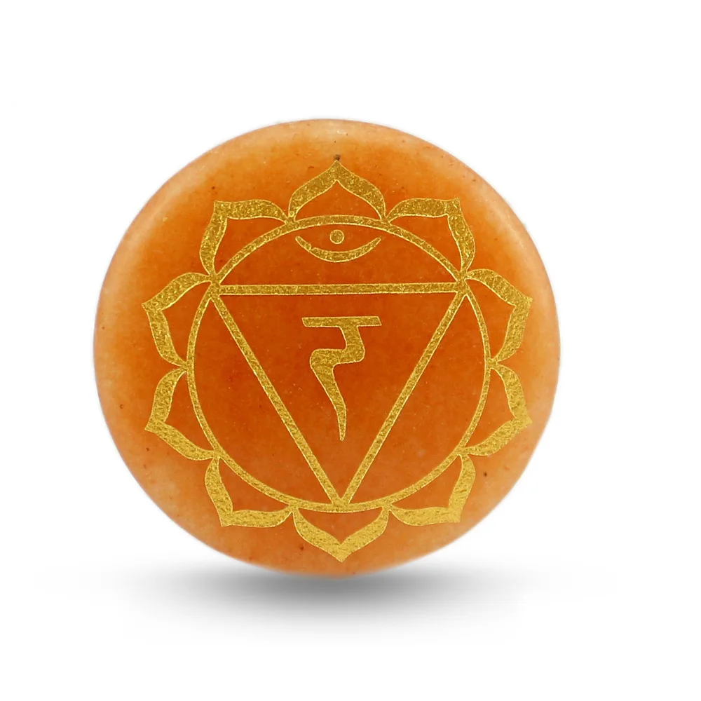 30 мм натуральный камень кристалл круглый кусок 7 Чакра резьба религиозная Йога