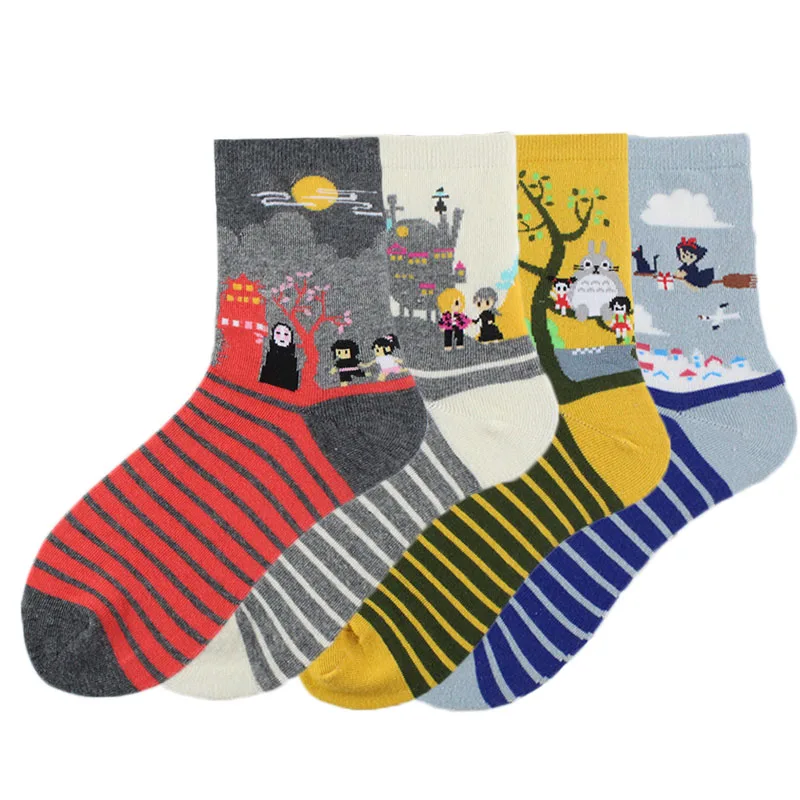 Носки женские жаккардовые в японском стиле с забавными рисунками - купить по