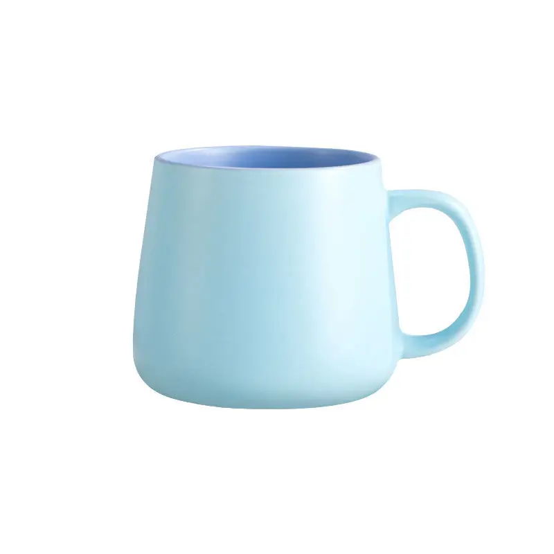 

Large-Capacity Ceramic Morandi Contrast Color Mug With Lid Spoon Household Drinking Cup Cute Breakfast Cup Couple Cup