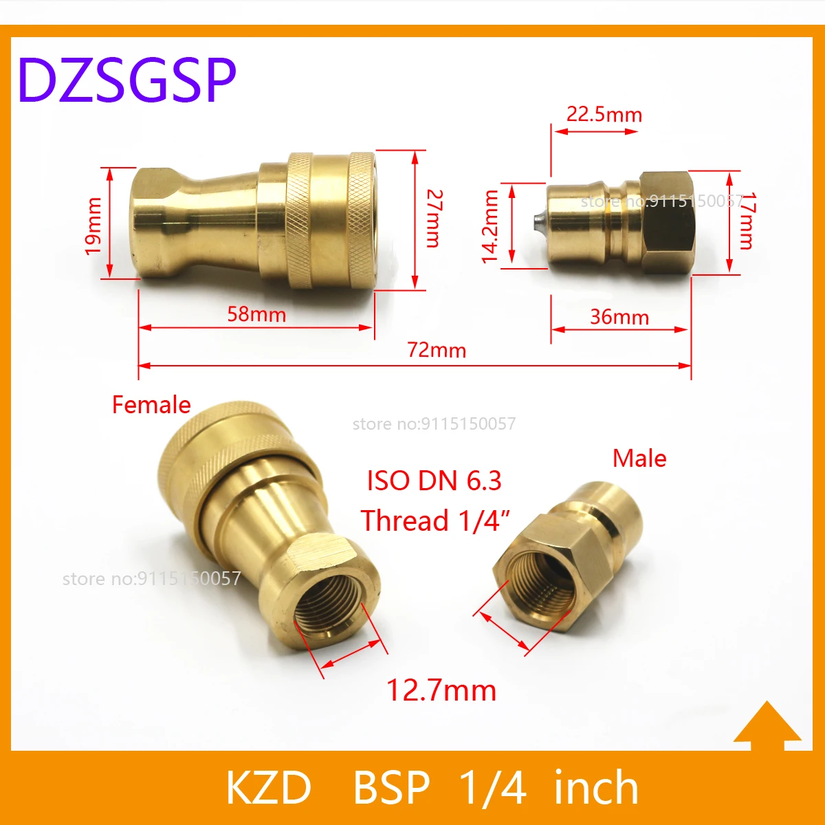 Гидравлический быстроразъемный соединитель 1/4 3/8 1/2 3/4 1 дюйм Женский ISO7241KZD