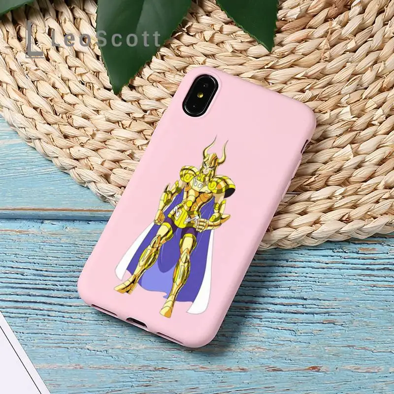 

Amine Japan Saint Seiya Phone Case Candy Color for iPhone 11 12 mini pro XS MAX 8 7 6 6S Plus X 5S SE 2020 XR Cover Funda Shell