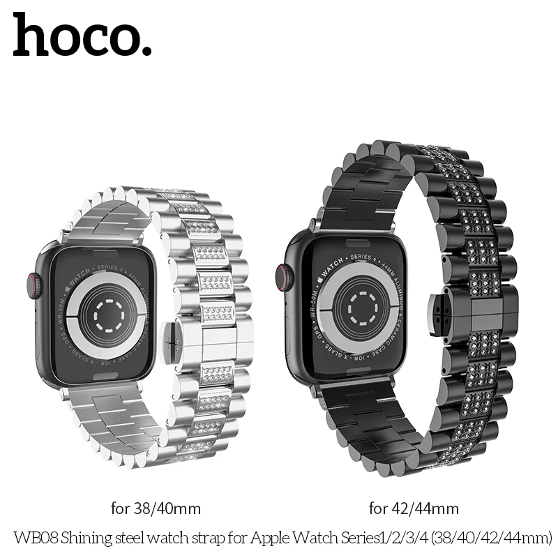 Ремешок из нержавеющей стали HOCO Bling Diamond для Apple Watch Series 1 2 3 4 ремешок iWatch 42 мм 44 38 40