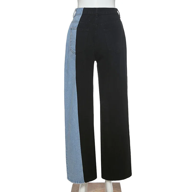 Брюки женские джинсовые с широкими штанинами модные повседневные свободные