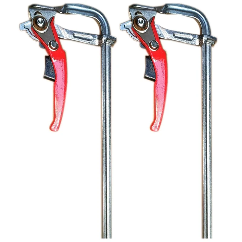 

2X Tools Heavy Duty Ratcheting F Clamp Bar Quick Release for MFT Guide Rail System Woodworking 300KG Clamping Pressure