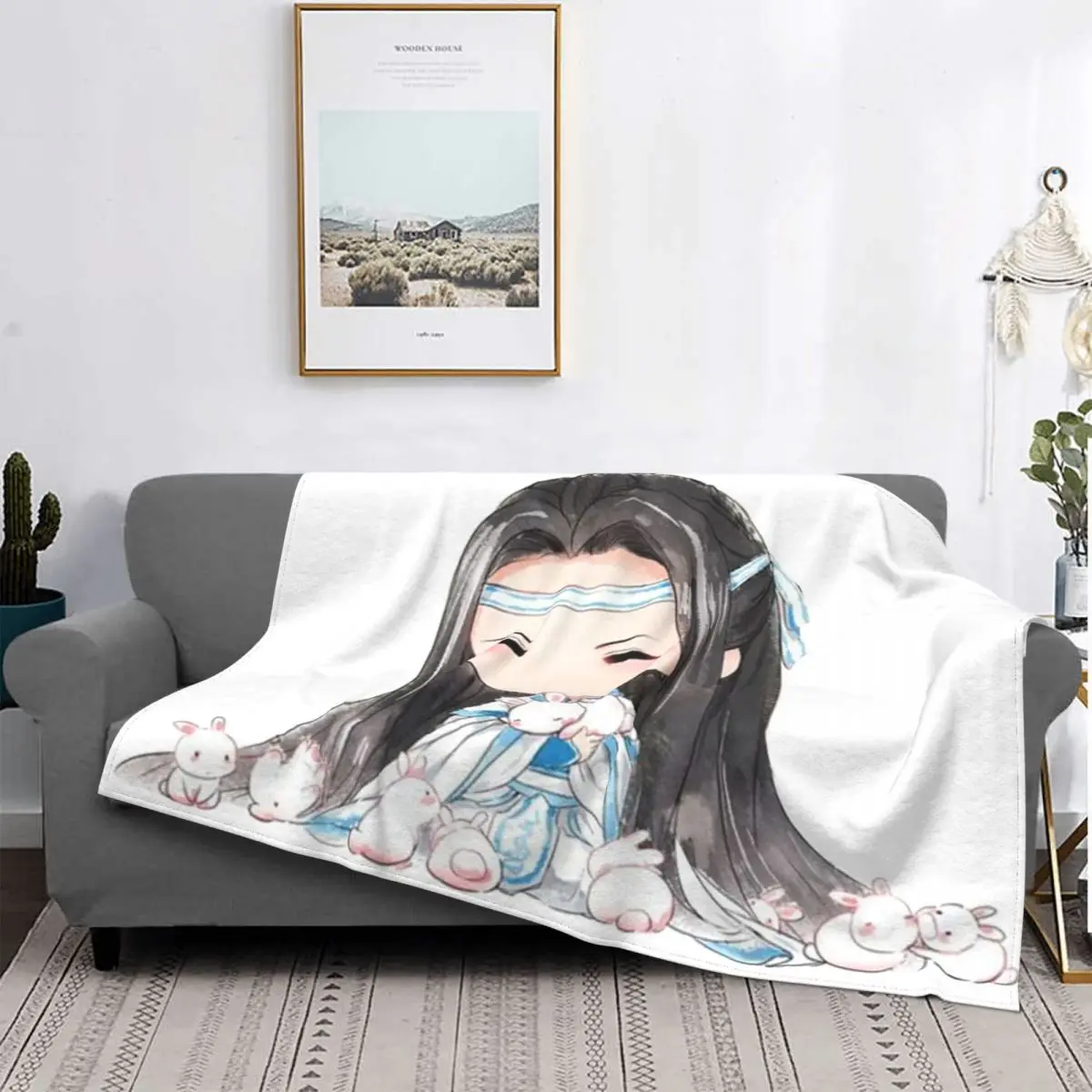

Mo Dao Zu Shi Blanket Flannel Autumn/Winter Lan Wangji Multi-function Warm Throw Blanket for Sofa Bedroom Rug Piece